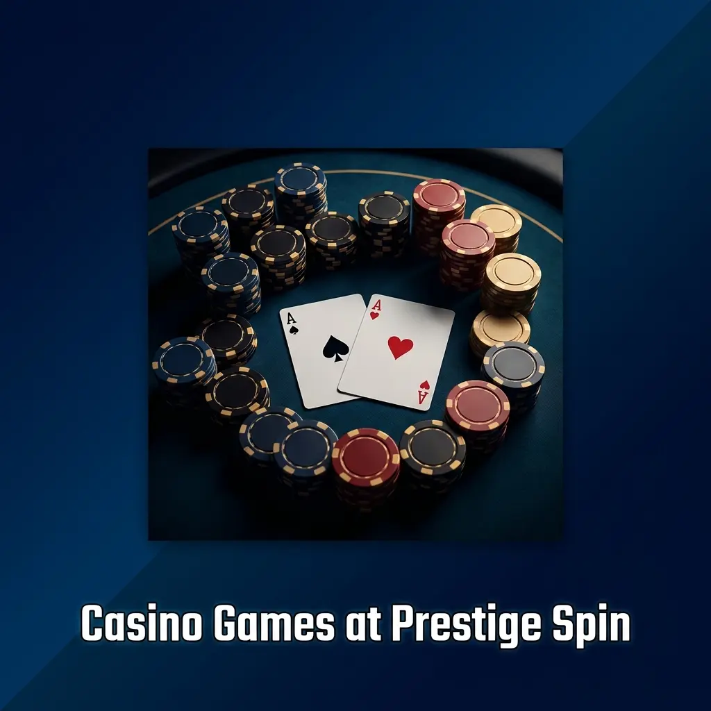 Prestige Spin casino games library featuring slots, live dealer tables, jackpots, and instant win titles for UK players