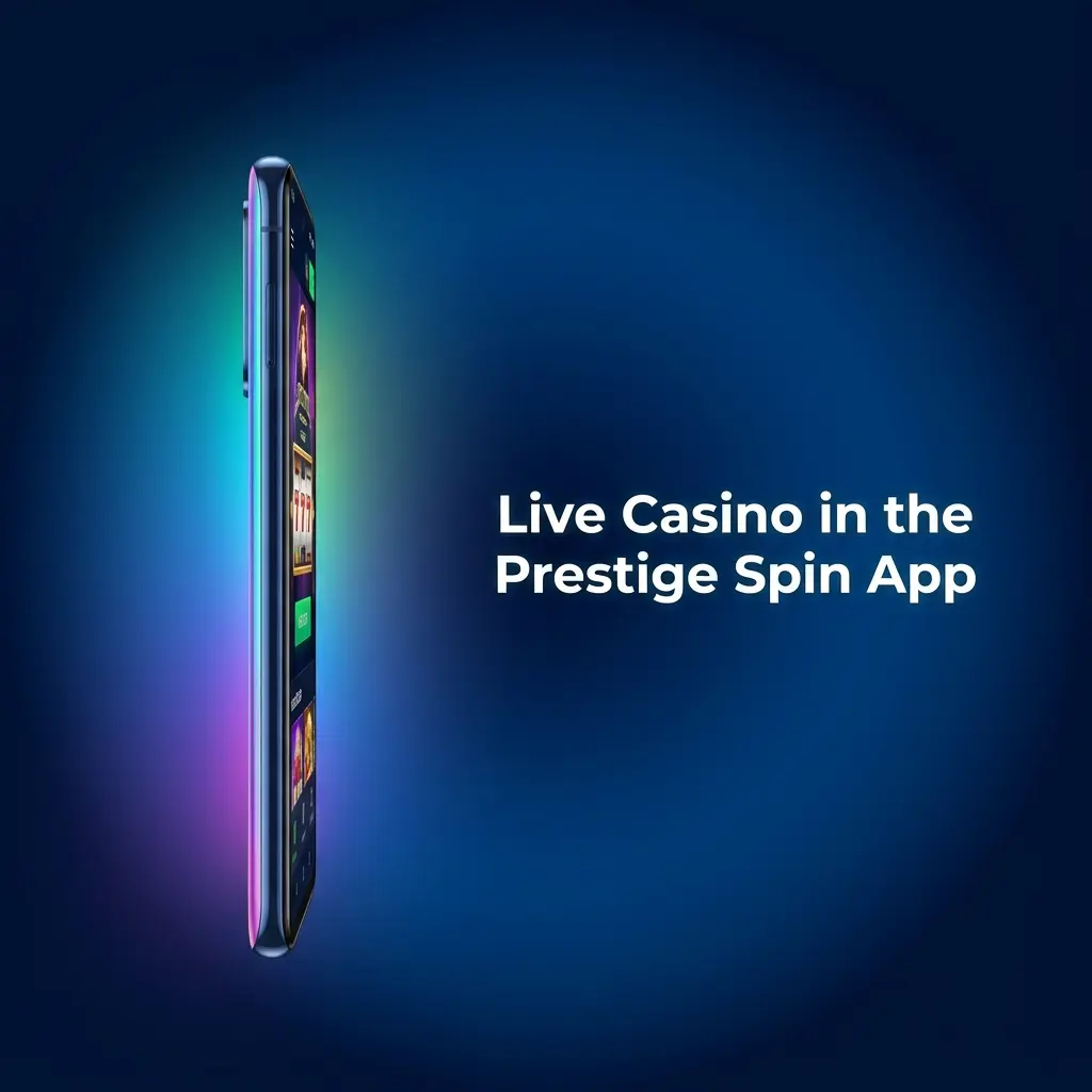 Live casino lobby on the Prestige Spin mobile app showing HD live dealer tables on Android and iOS devices