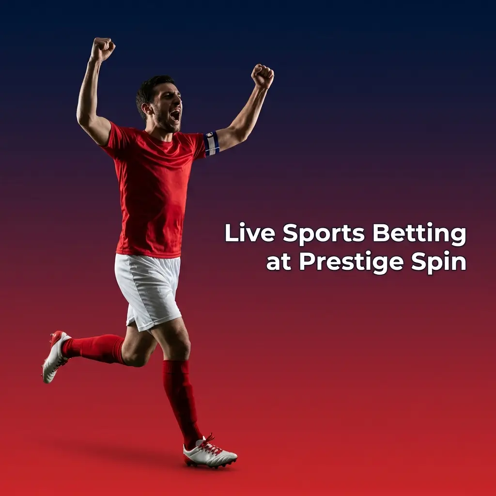 Live sports betting interface at Prestige Spin showing in-play markets for football, tennis, basketball and more