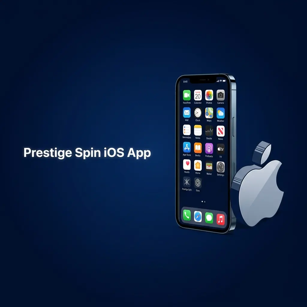 Prestige Spin iOS app interface displayed on iPhone and iPad showing sports betting and live casino features