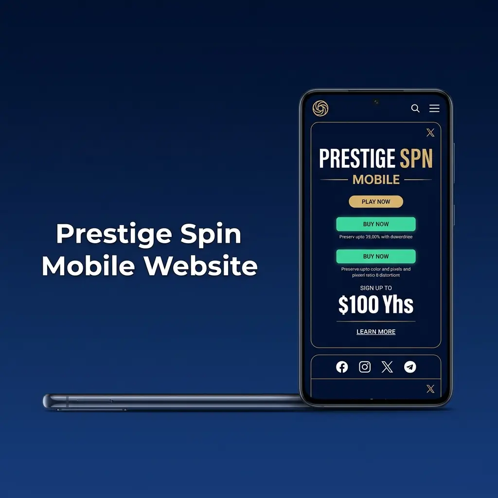 Prestige Spin mobile website on smartphone and tablet browsers with sports betting, casino games, and live dealer access