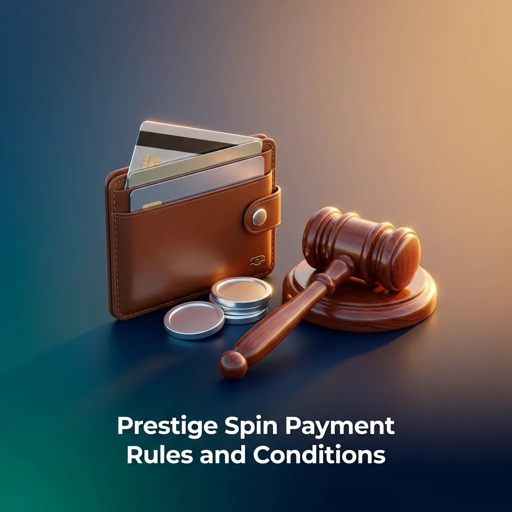 Prestige Spin payment rules covering KYC verification, wagering requirements, withdrawal limits, and fee policies for UK players