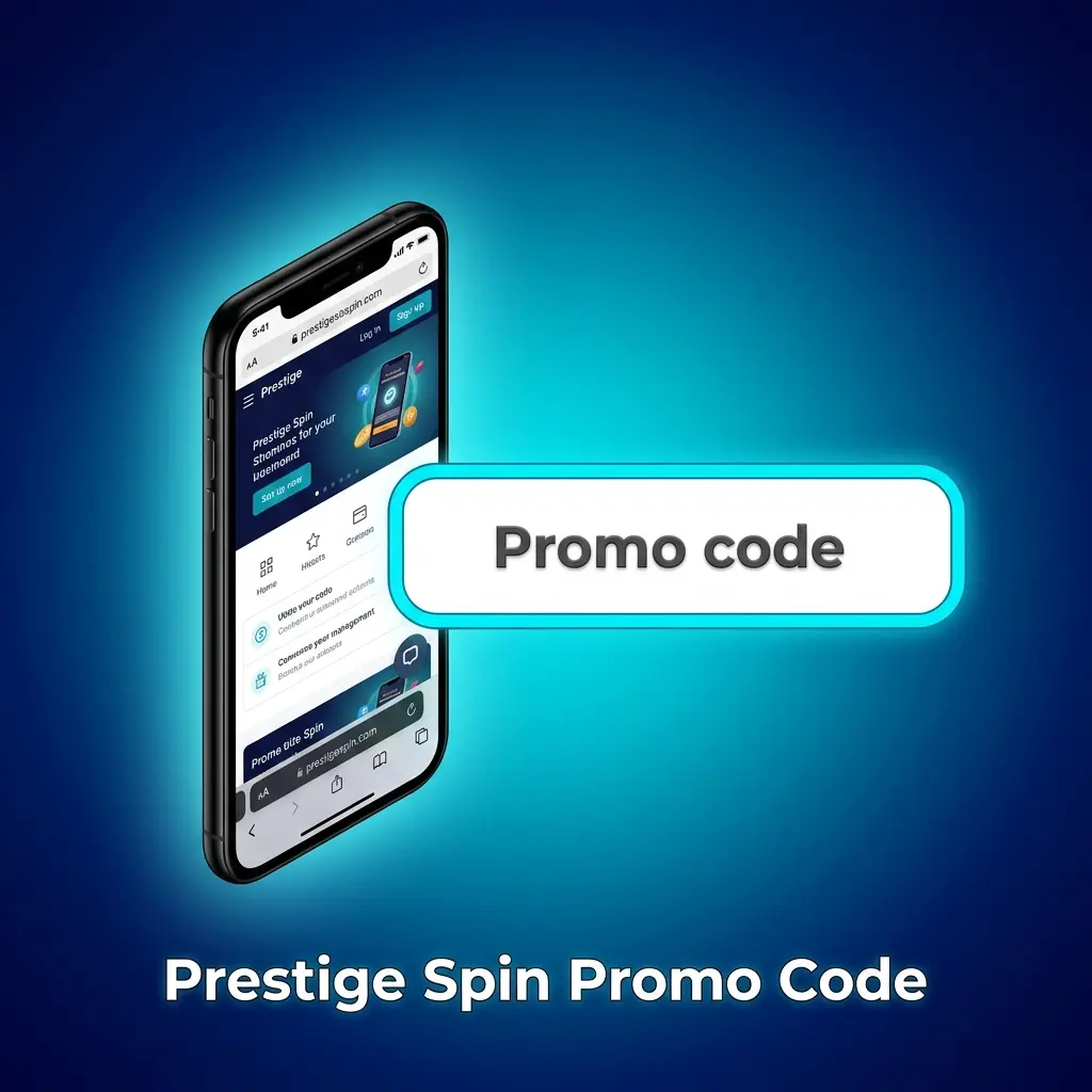 Prestige Spin promo code entry steps showing cashier deposit screen with bonus claim process