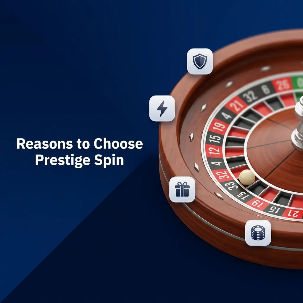 Prestige Spin casino platform showing tiered welcome bonus, sports betting, and mobile-optimised features for UK players