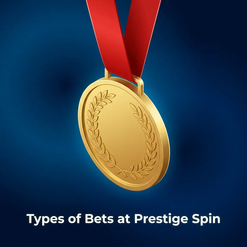 Diagram showing types of bets at Prestige Spin including single, express accumulator, and system bet structures