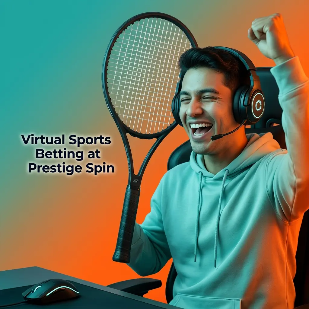 Virtual sports betting options at Prestige Spin including football, horse racing, basketball and tennis with RNG-powered instant results