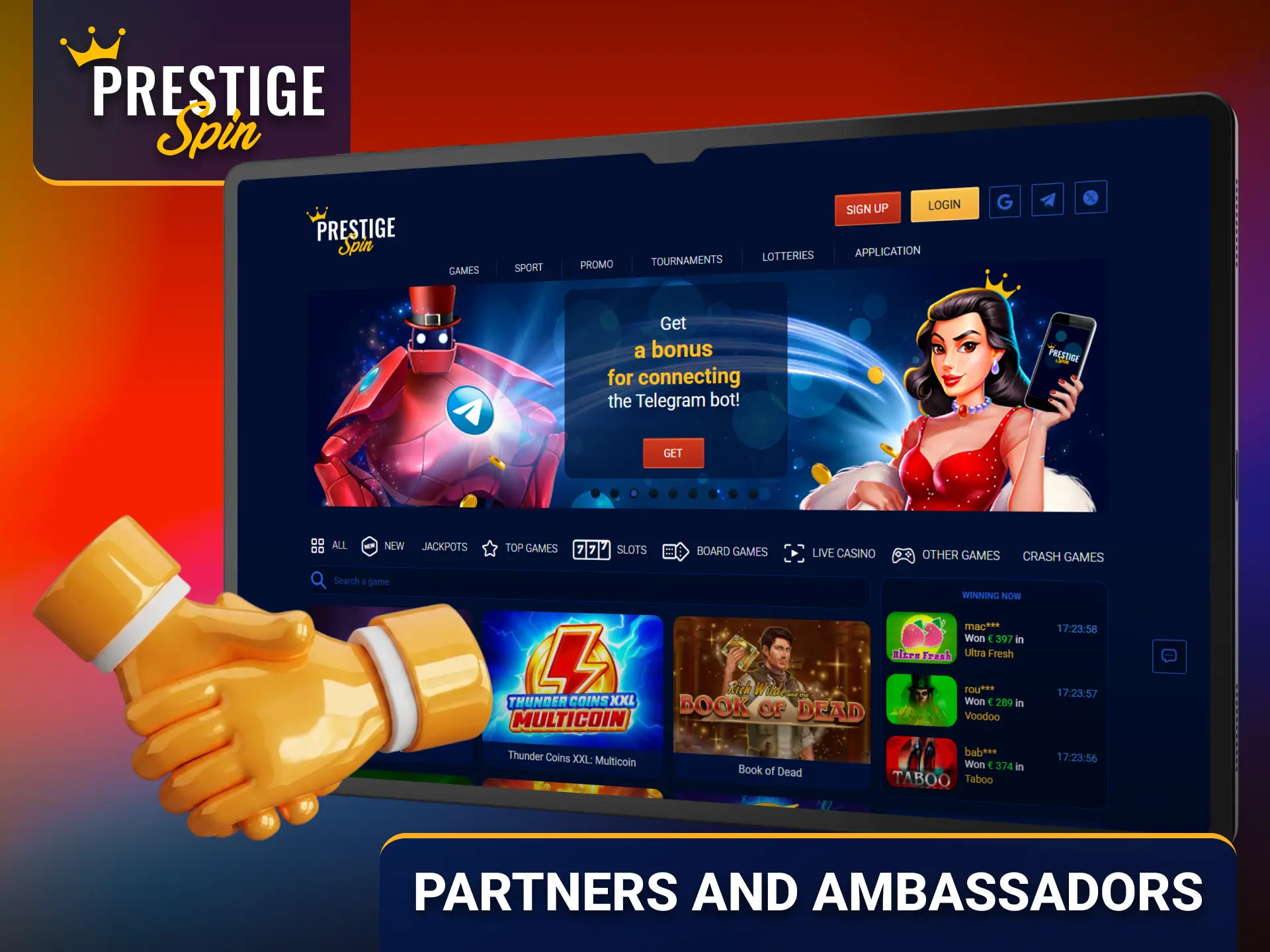 Learn about Prestige Spin partners and ambassadors supporting the brand.