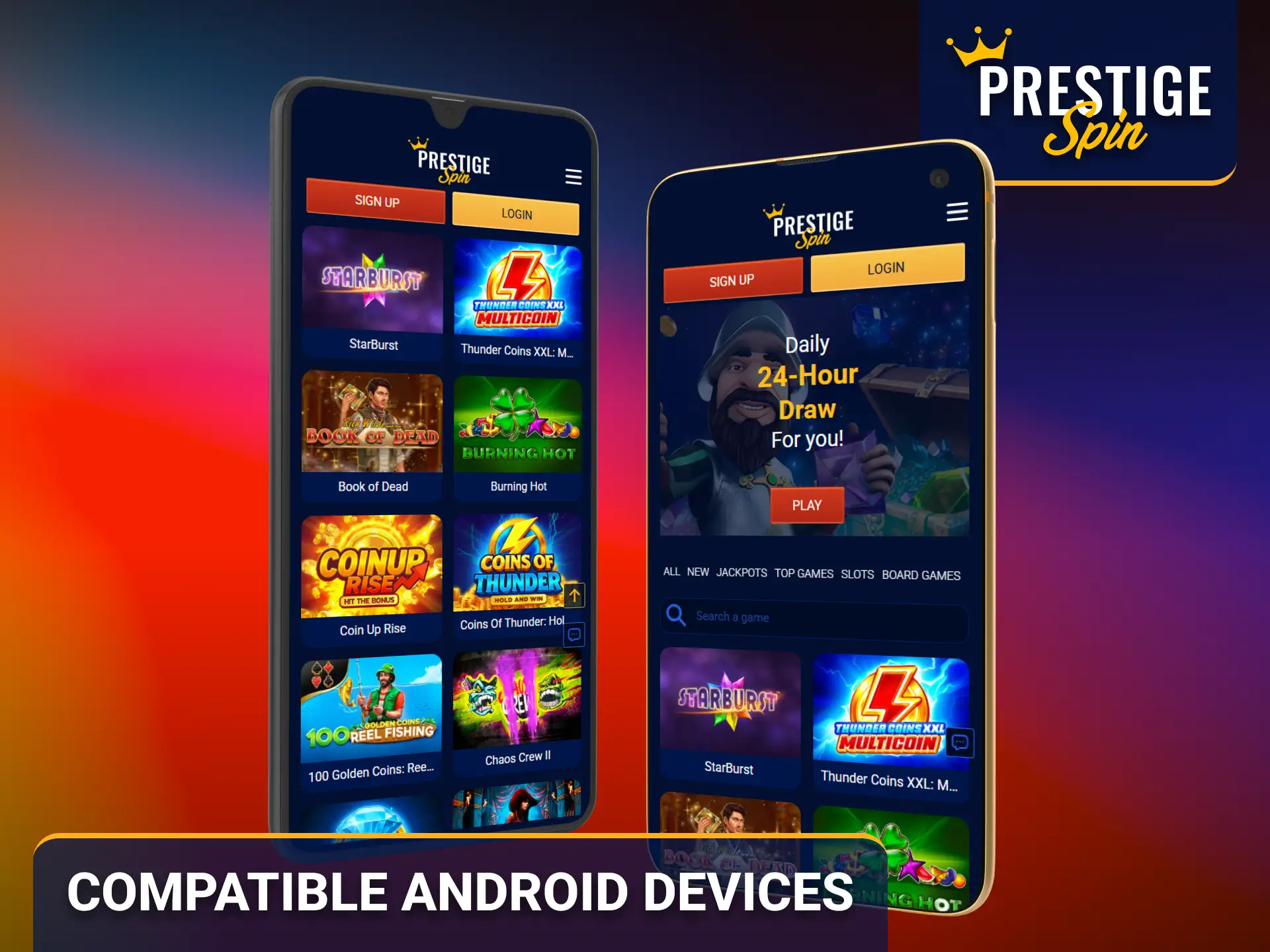Check whether your Android device supports the Prestige Spin mobile application.