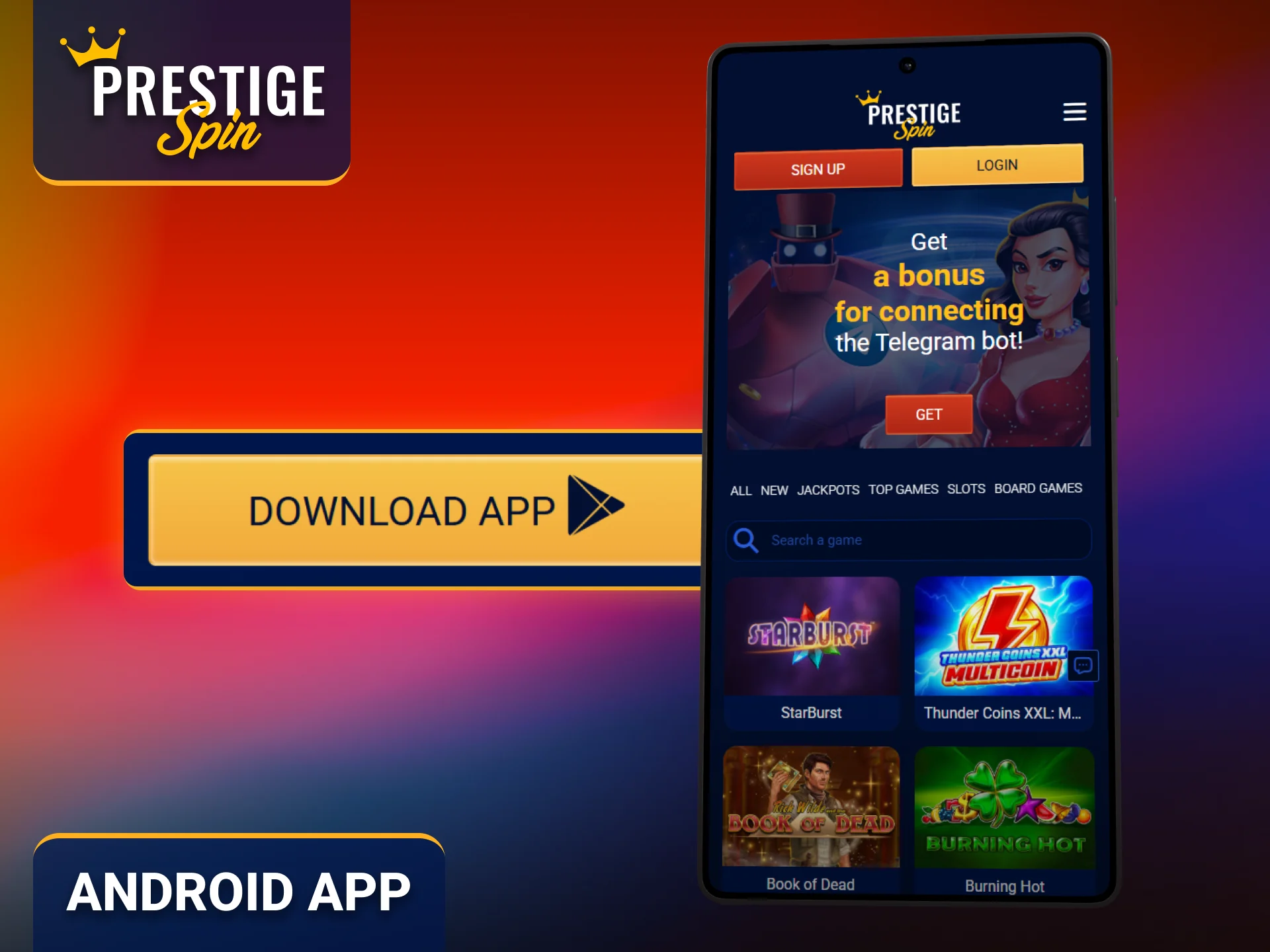 Enjoy seamless gaming with the Prestige Spin Android app.