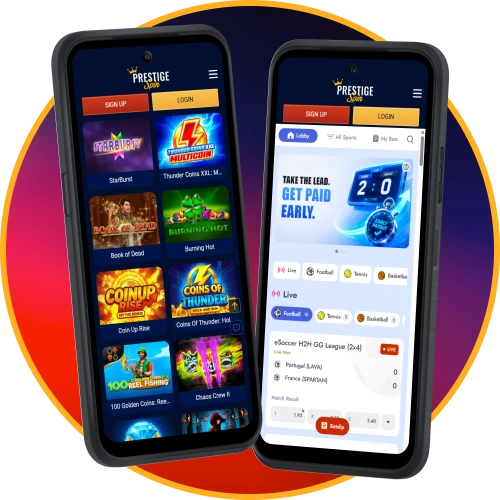 Access the full Prestige Spin casino and sportsbook in one application.