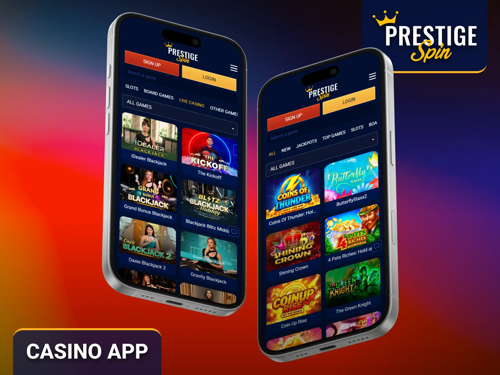 Enjoy casino entertainment with the Prestige Spin mobile app.
