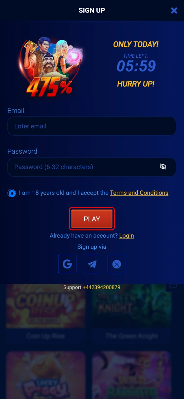 Confirm your Prestige Spin account through the mobile application securely.
