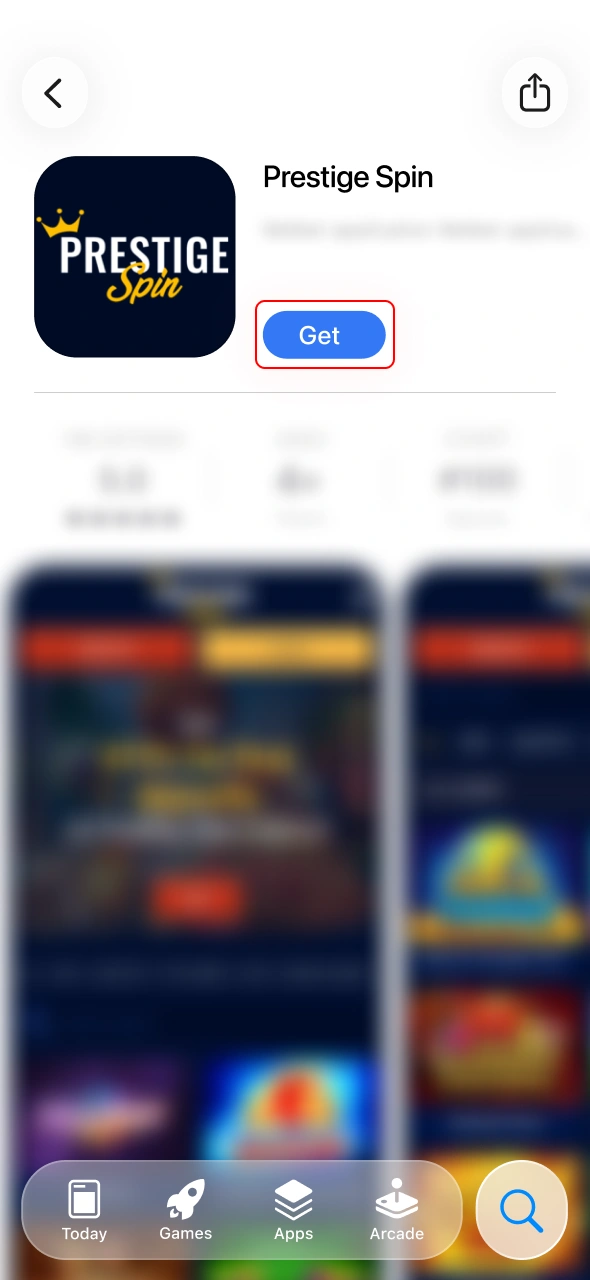 Open the App Store link for the Prestige Spin application.