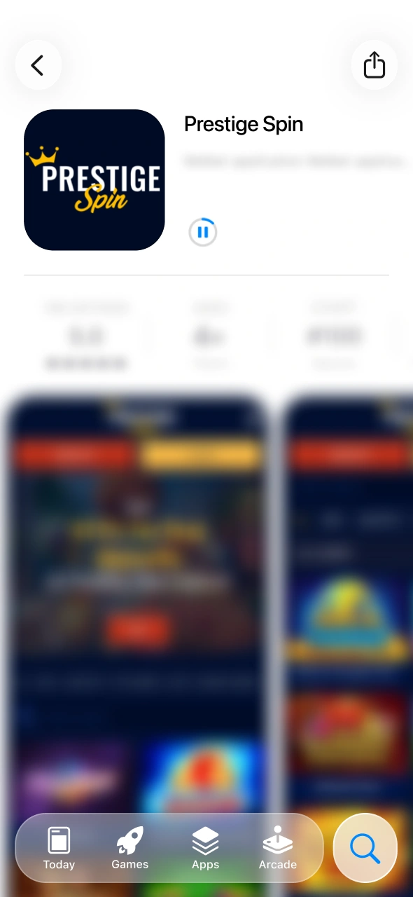 Wait while the Prestige Spin iOS application finishes installing.
