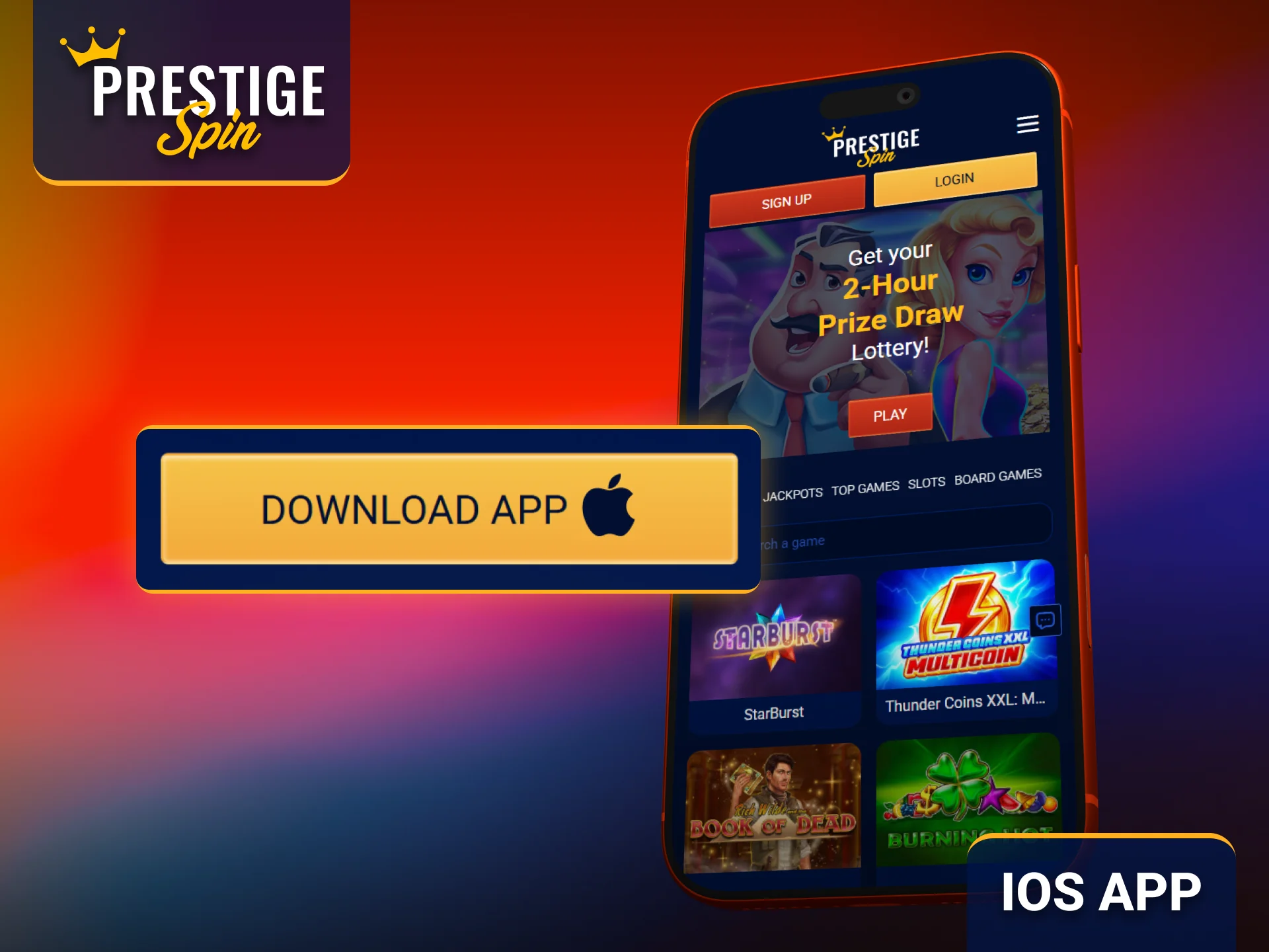 Play anywhere with the Prestige Spin iOS application on Apple devices.