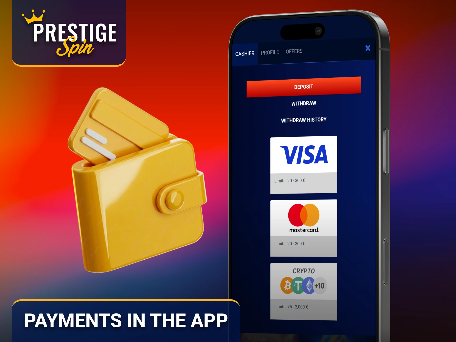 Manage secure payments with the Prestige Spin app in the United Kingdom.