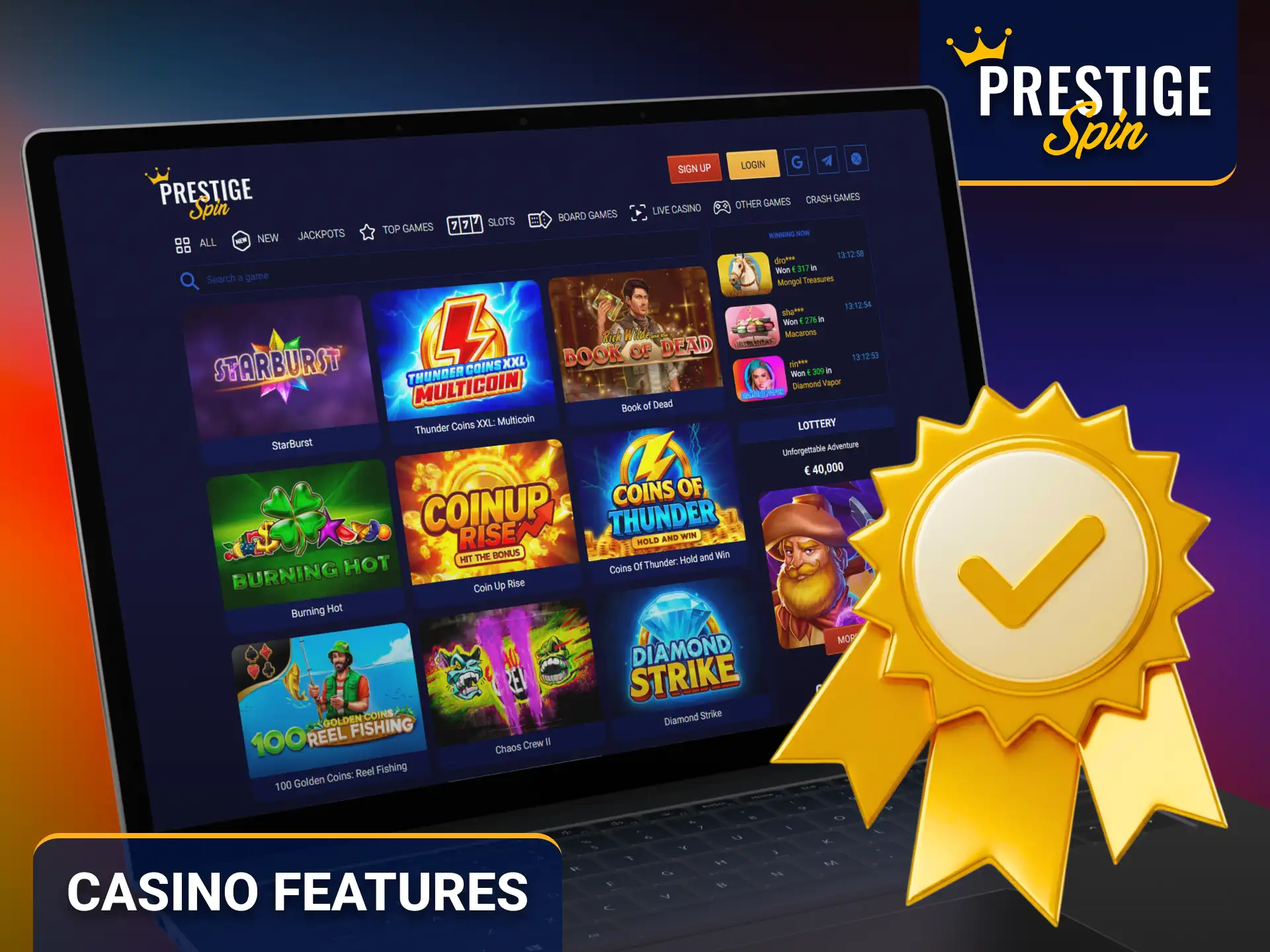 Discover exclusive casino features available with Prestige Spin.