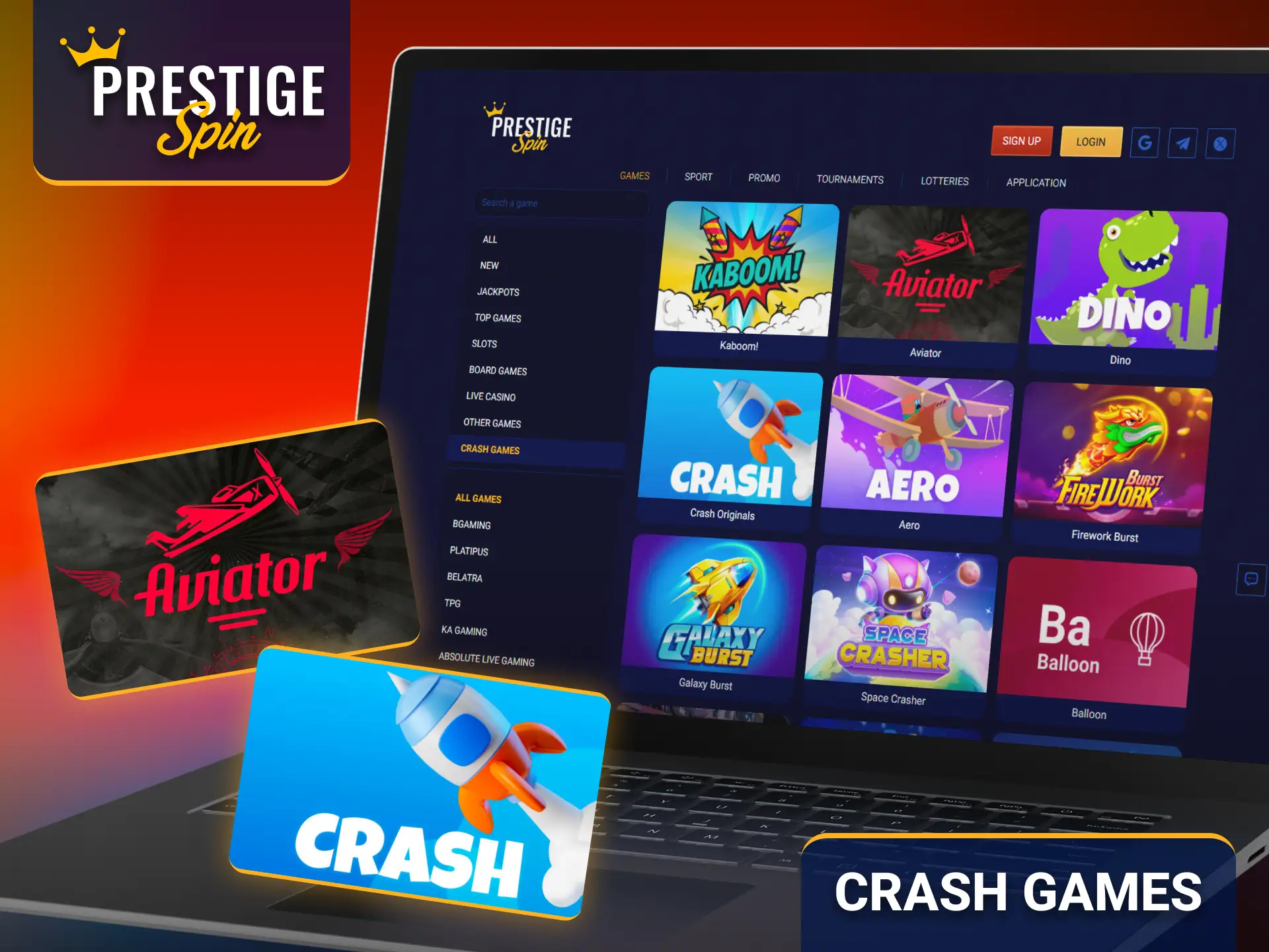 Experience crash games through the Prestige Spin casino on any device.