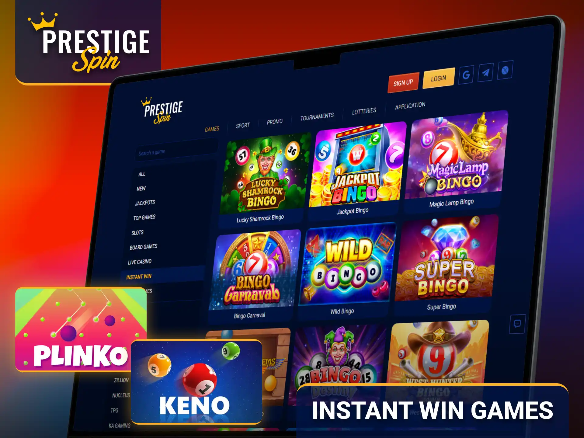 Play instant win games with the Prestige Spin casino for quick entertainment.