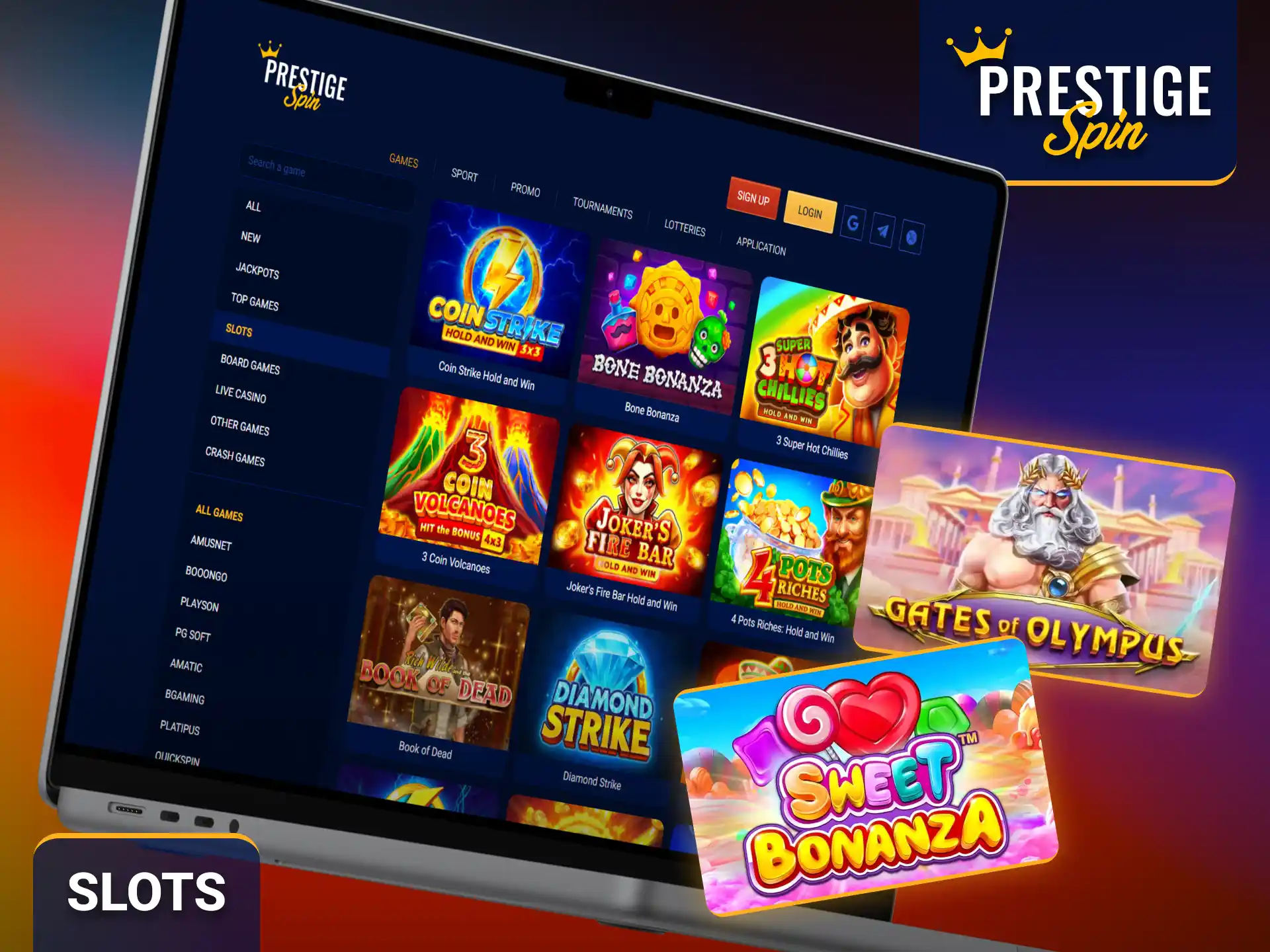 Spin popular slot games with the Prestige Spin casino platform.