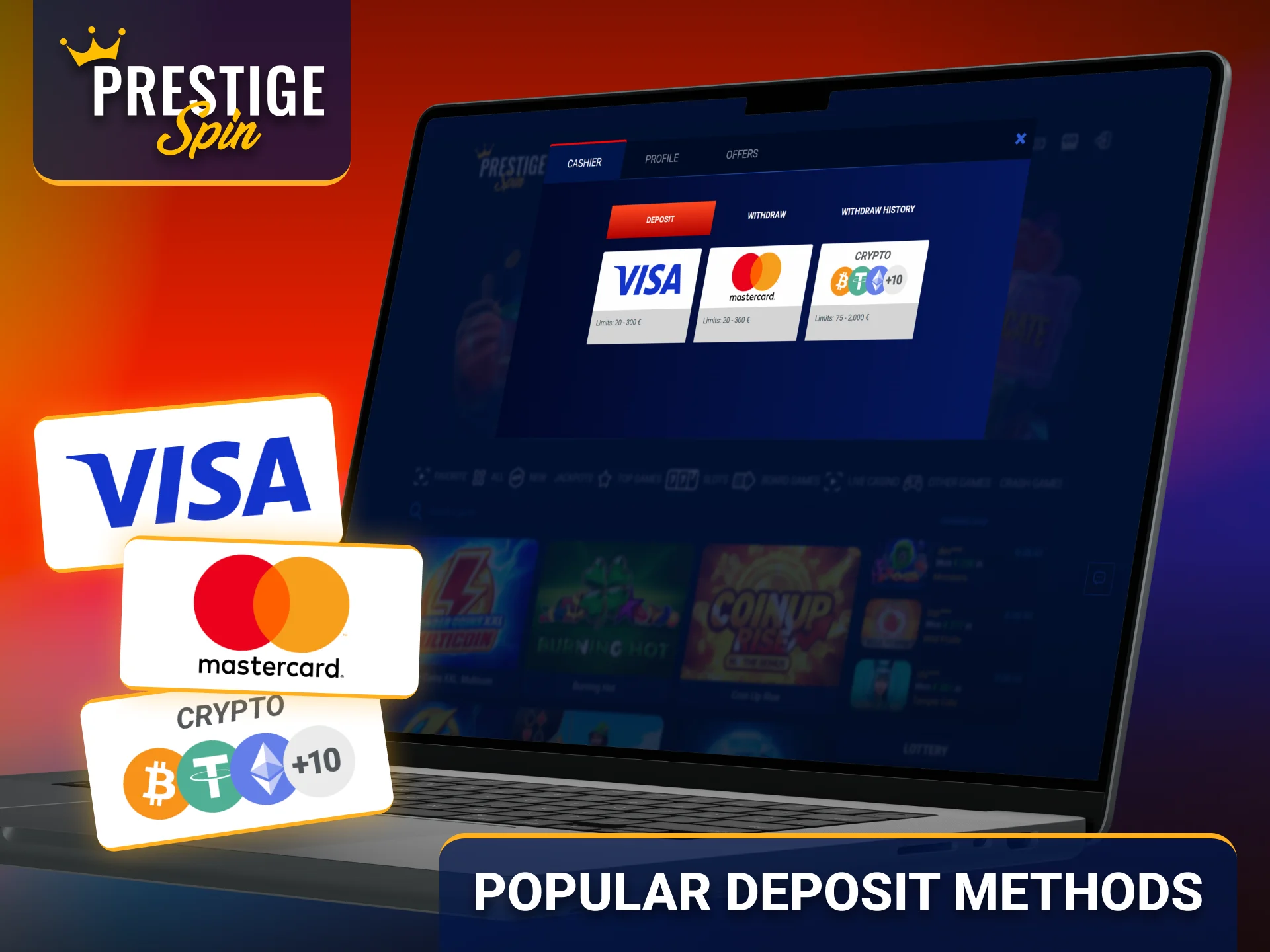 Explore popular deposit methods available for Prestige Spin players in the UK.