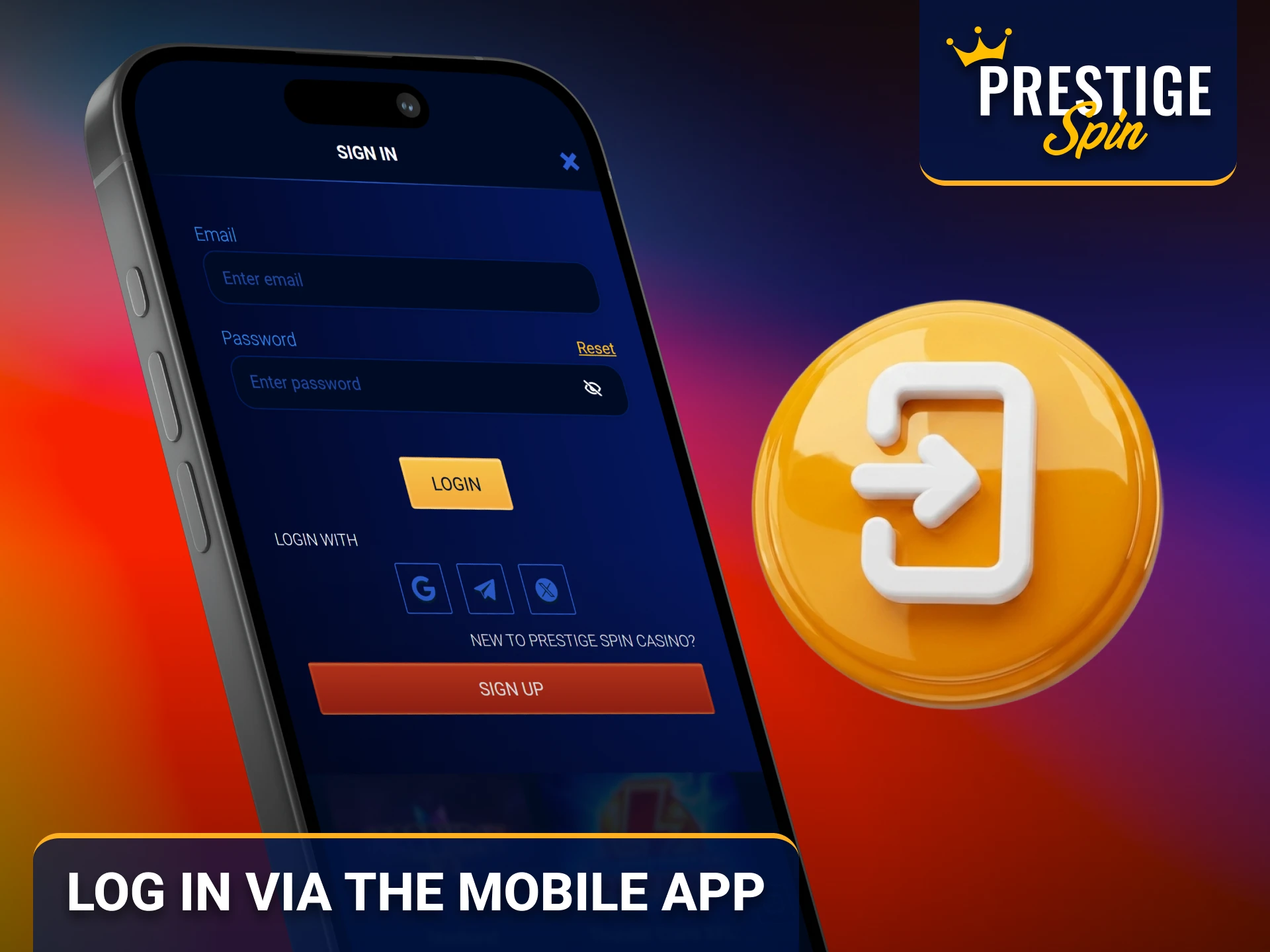Access your Prestige Spin account using the mobile app.
