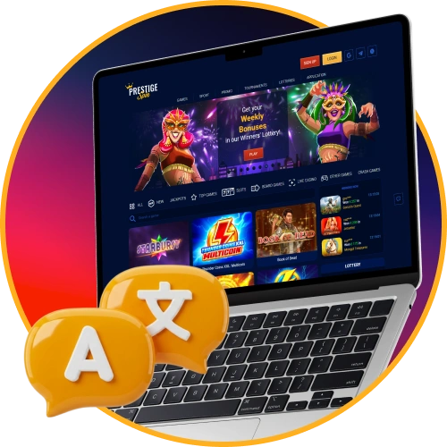 Enjoy the Prestige Spin platform with a fully English-language interface.