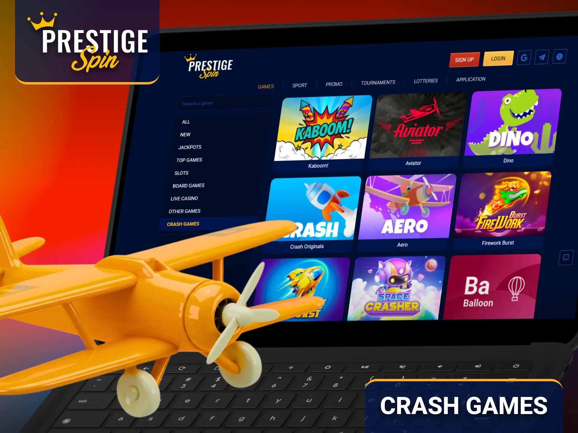 Experience crash games through the Prestige Spin online casino.