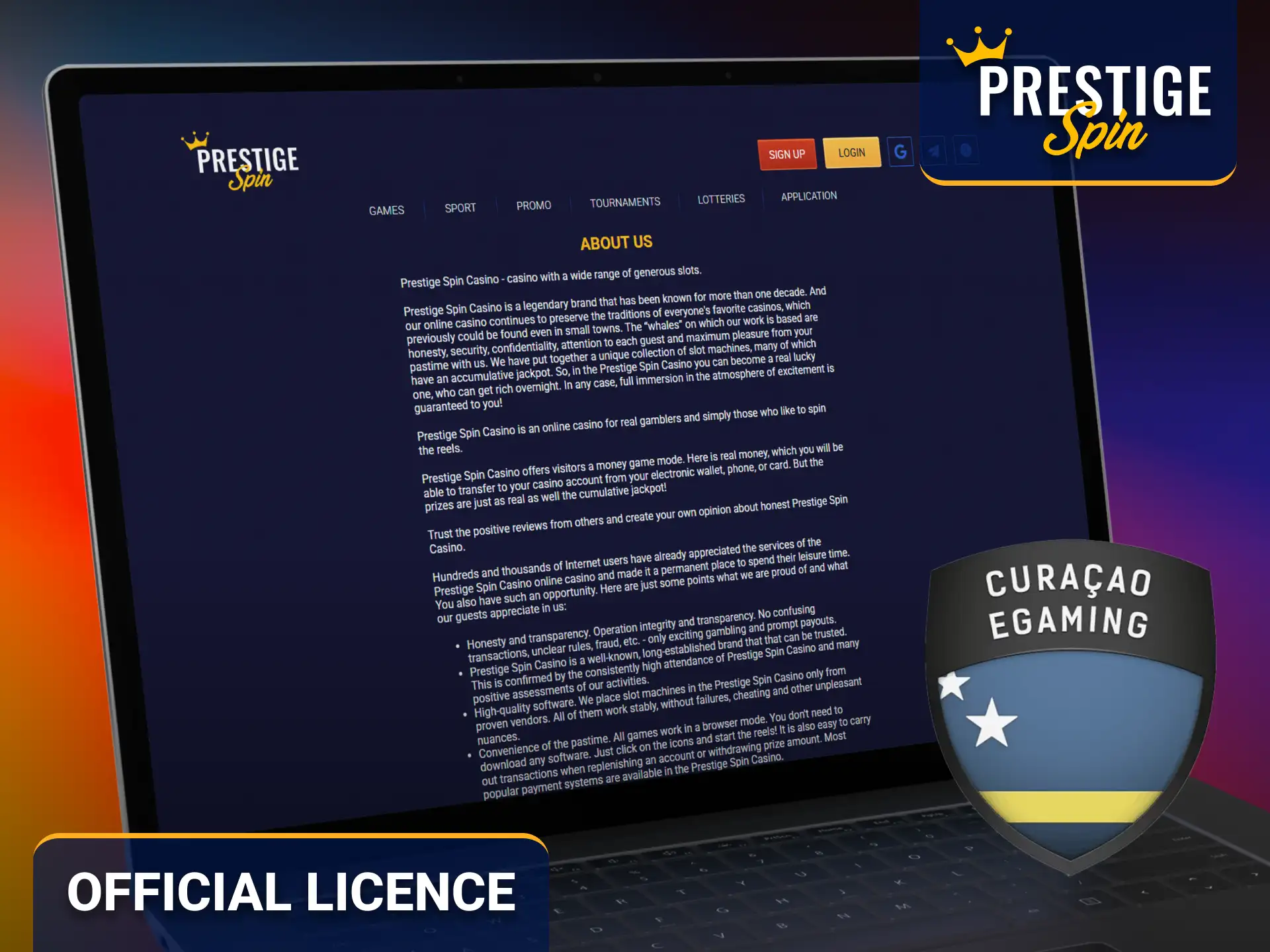 Review the official Prestige Spin licence for trusted online gaming.