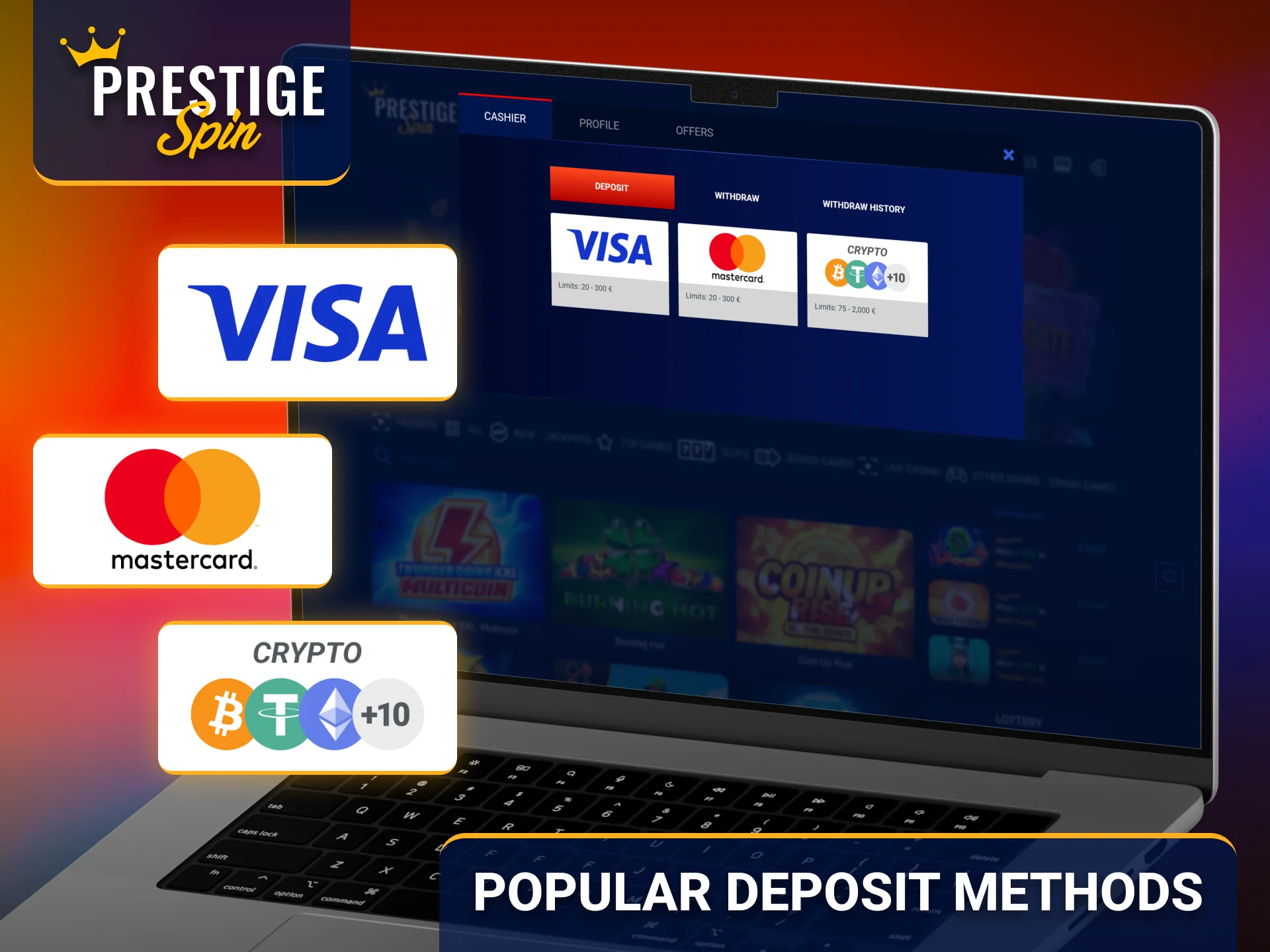 Explore popular deposit methods available through Prestige Spin in the UK.