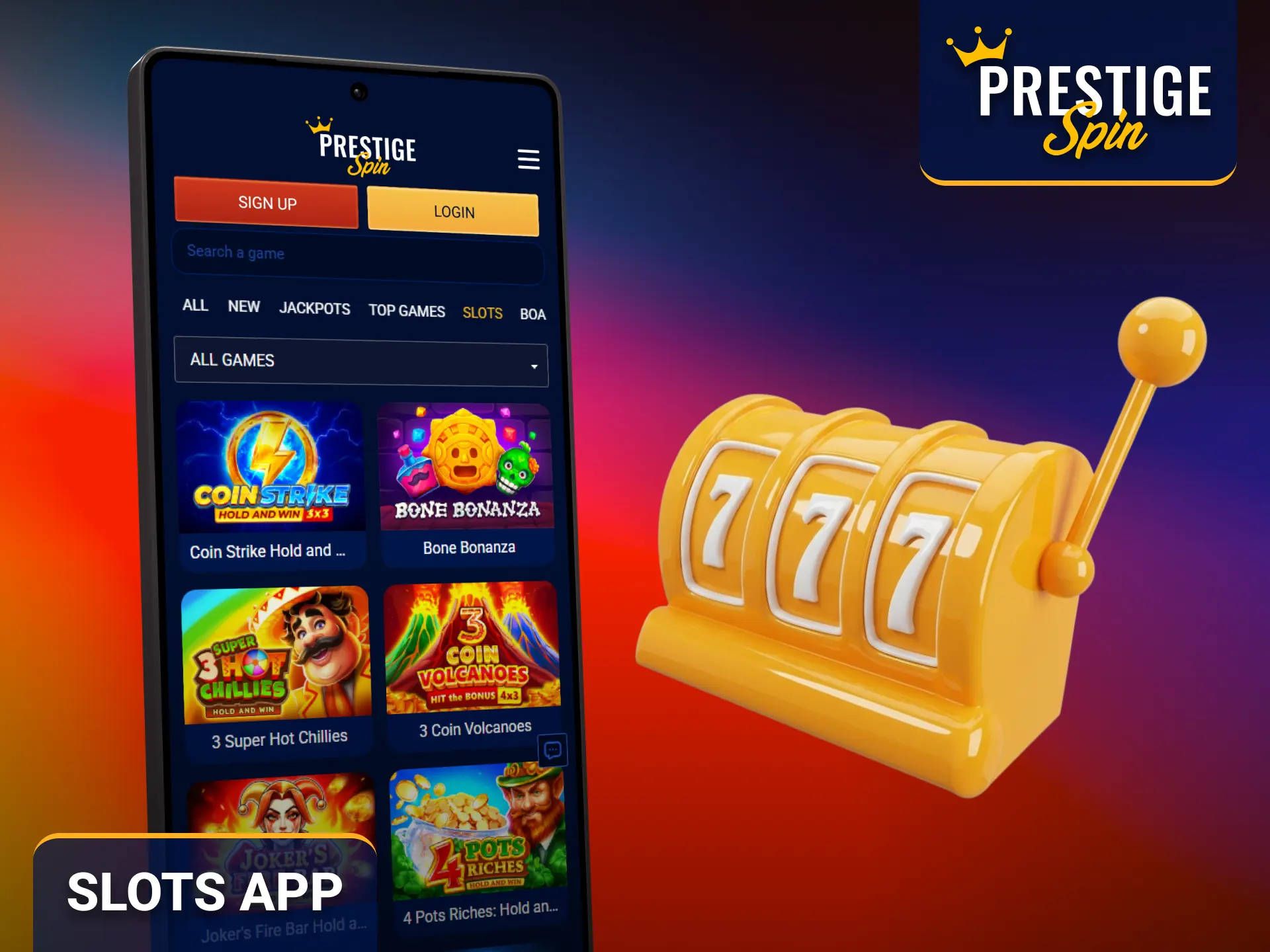 Play Prestige Spin slots on any device with the mobile platform.