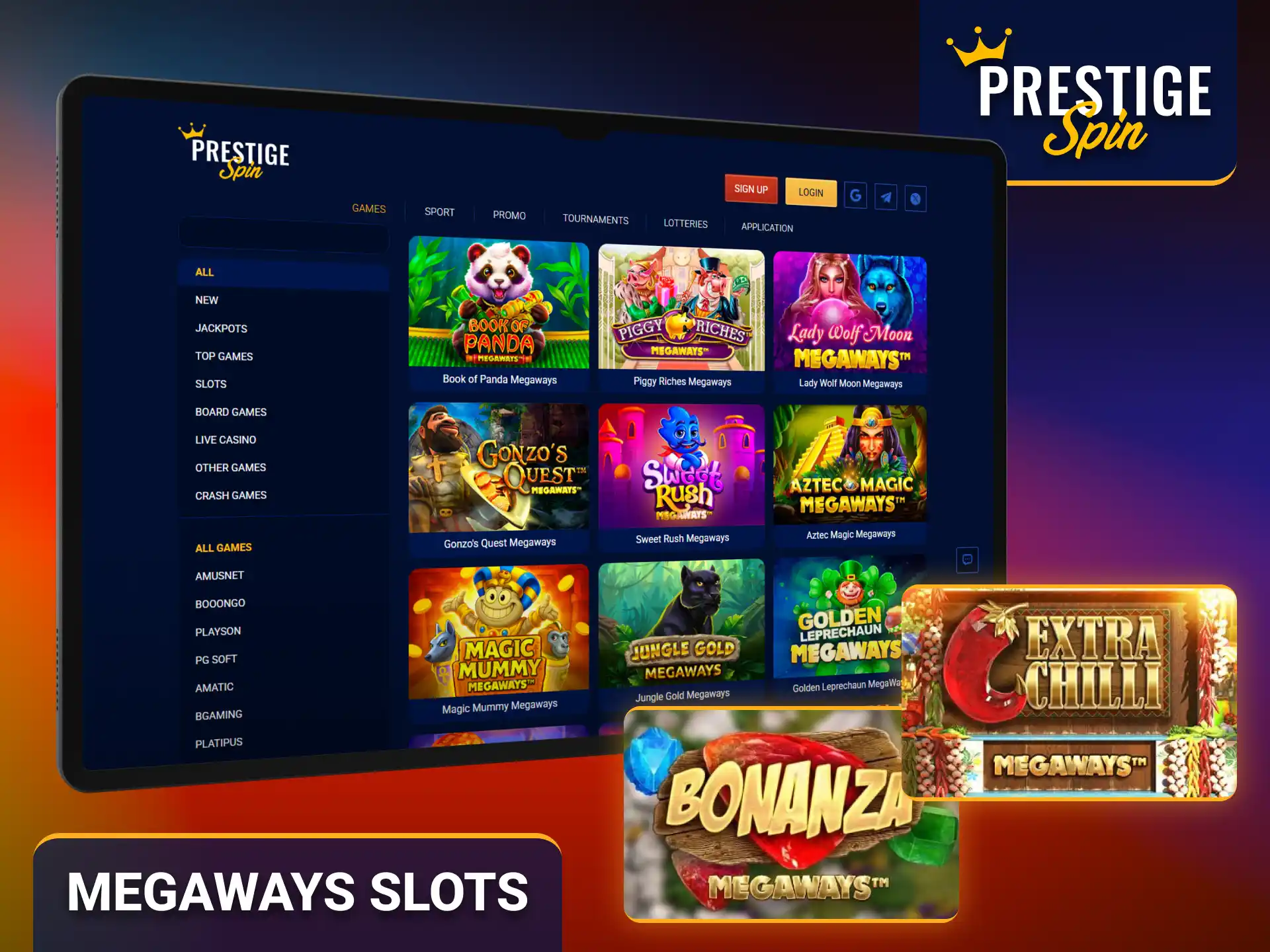 Explore Megaways slots through the Prestige Spin casino collection.