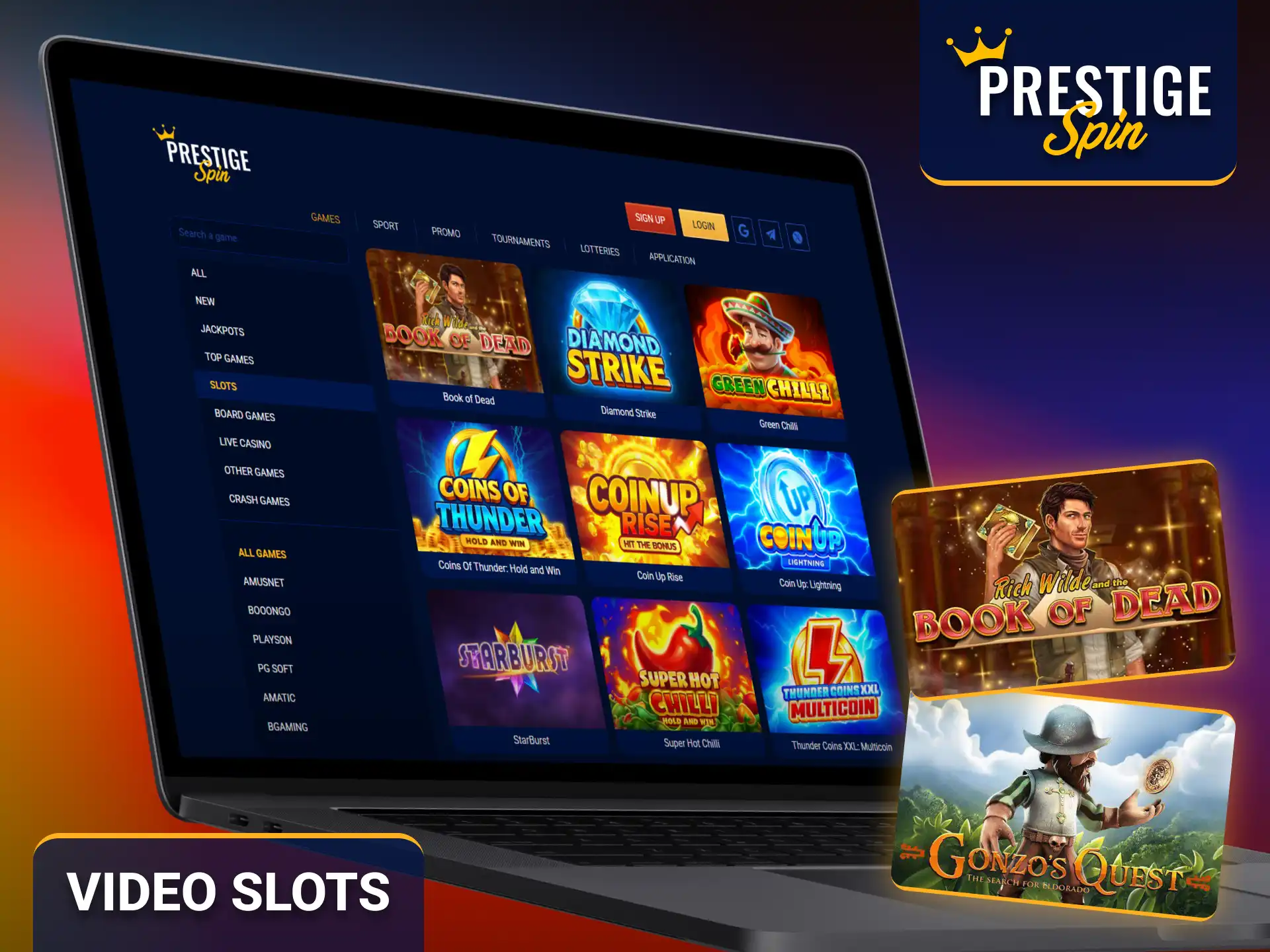 Experience immersive video slots through the Prestige Spin casino.