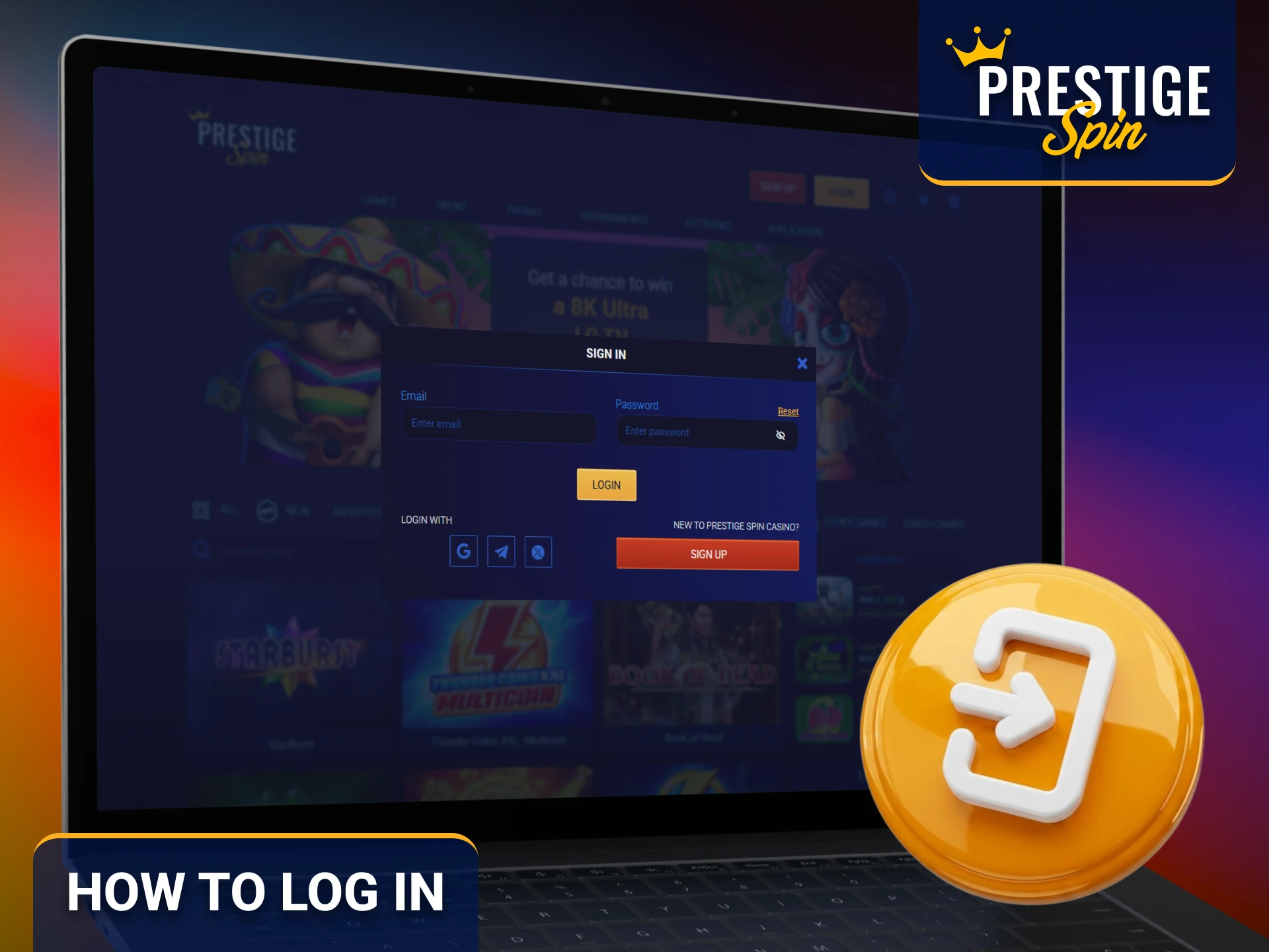 Log in to your Prestige Spin account and access the sportsbook.
