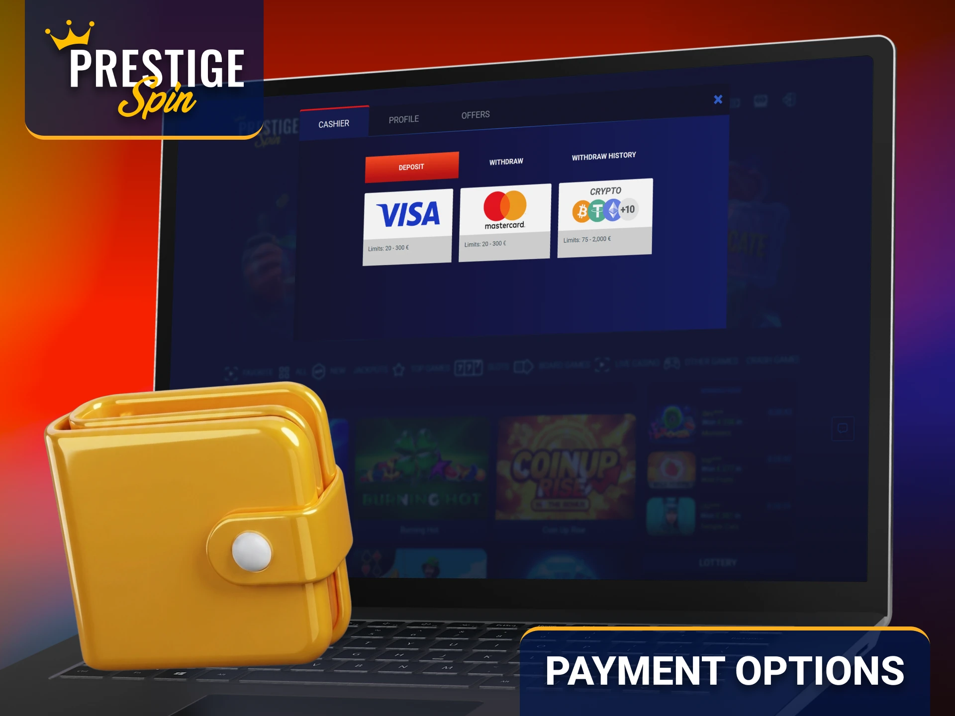 Explore secure payment options for sports betting with Prestige Spin.