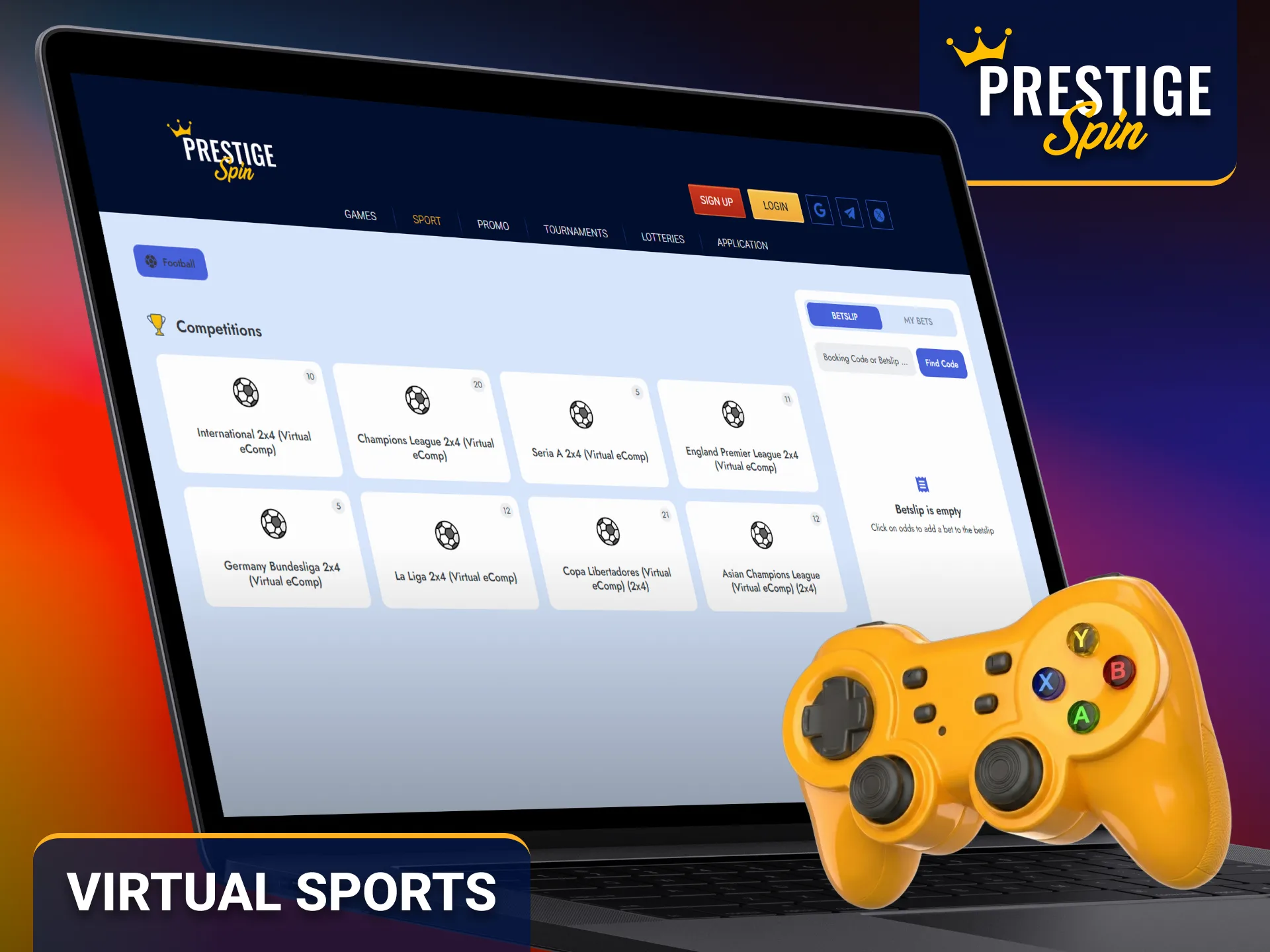 Experience virtual sports betting with the Prestige Spin platform.